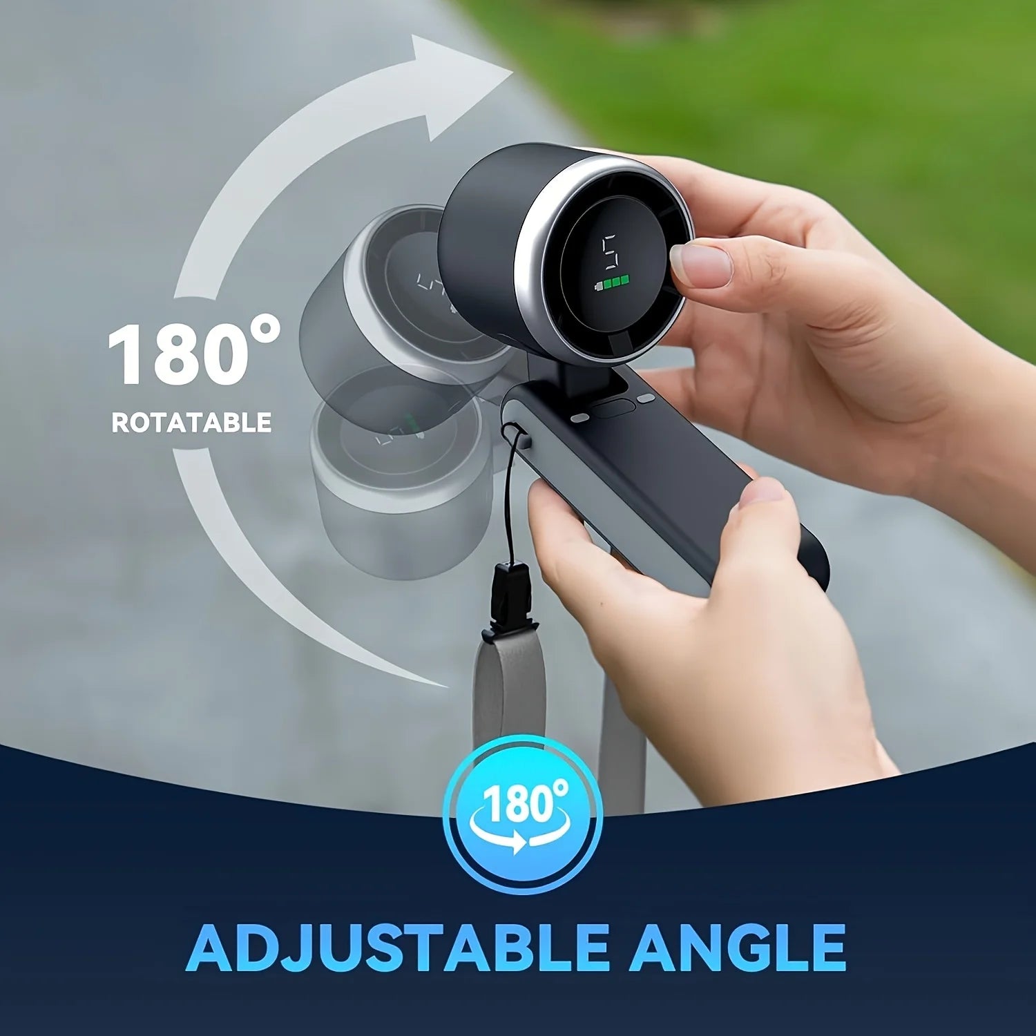 Handheld Fan Portable Foldable USB Rechargeable, Ultra Quiet 5-speed Adjustable, 1200mAh Battery (10 Hours Running Time)