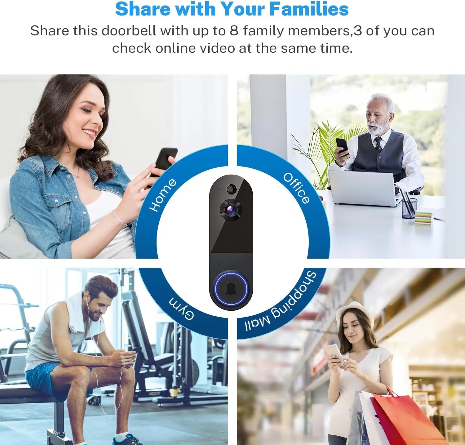 Wireless Video Doorbell Camera with AI Human Detection, 2-Way Talk, Night Vision for Home Security