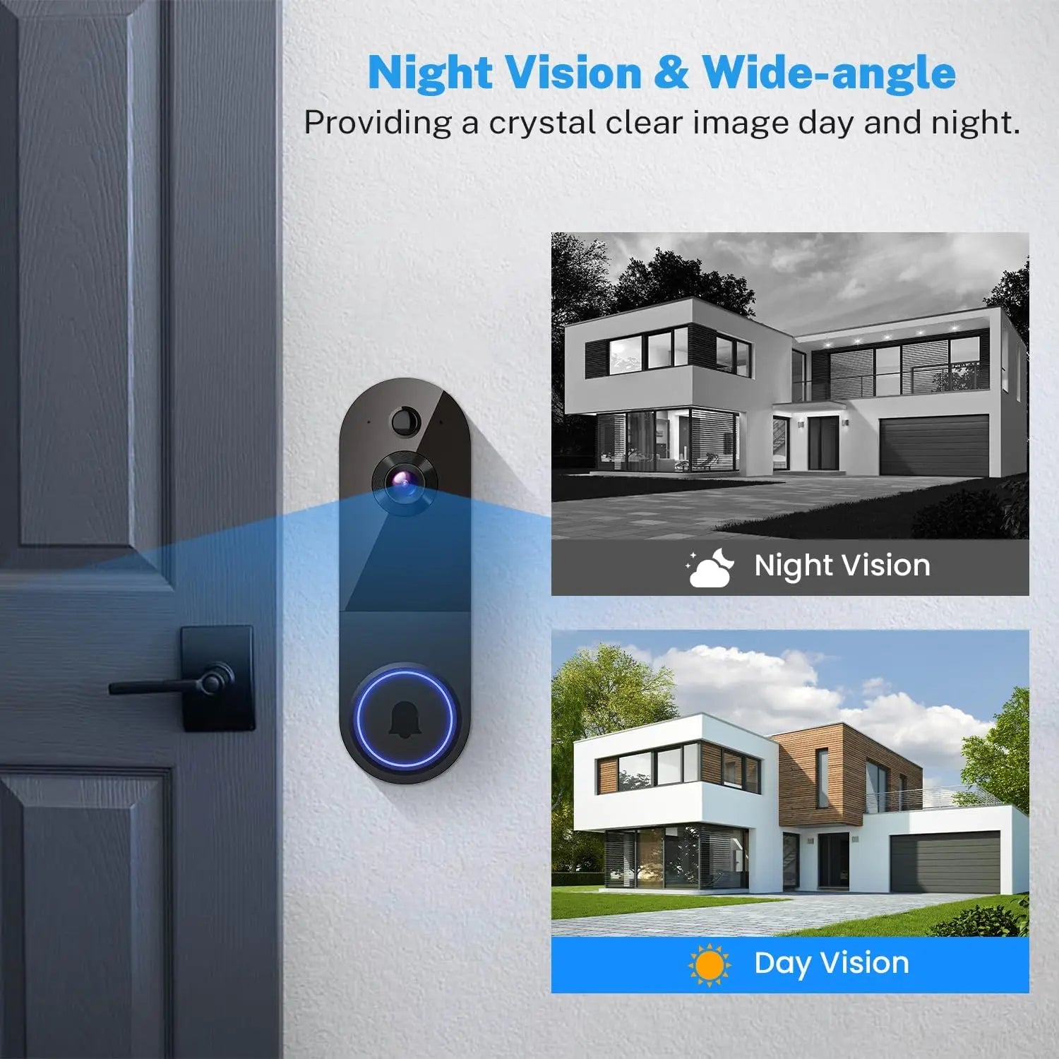 Wireless Video Doorbell Camera with AI Human Detection, 2-Way Talk, Night Vision for Home Security