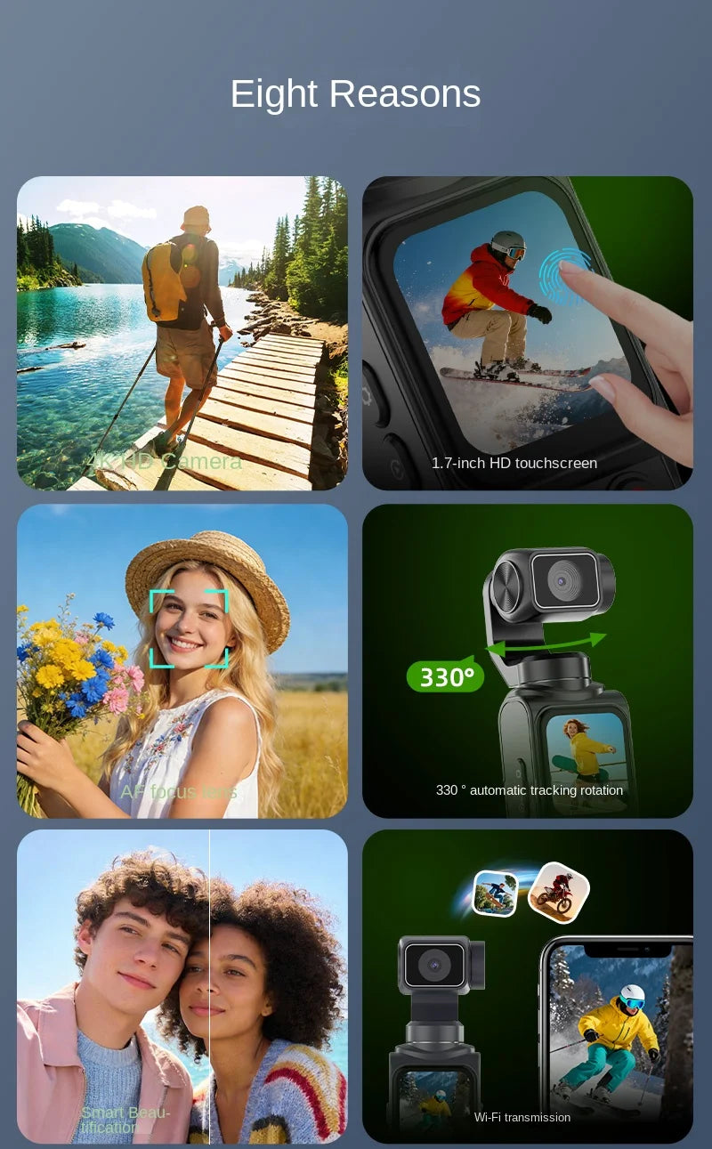 4K Pocket Gimbal Camera – Auto Tracking & WiFi