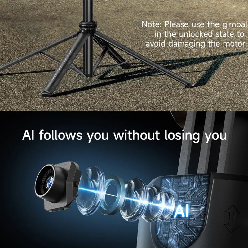 FGCLSY 5 in 1 Selfie Tripod Gimbal Stabilizer for Cell Phone 360°Auto-Rotation AI Tracking Shooting Quadrapod And Remote Control