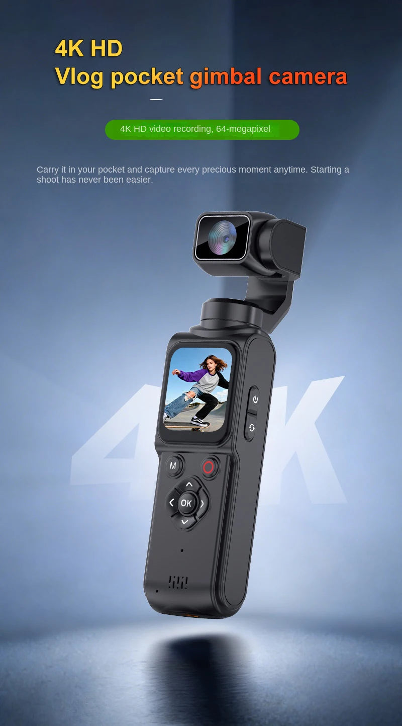 4K Pocket Gimbal Camera – Auto Tracking & WiFi